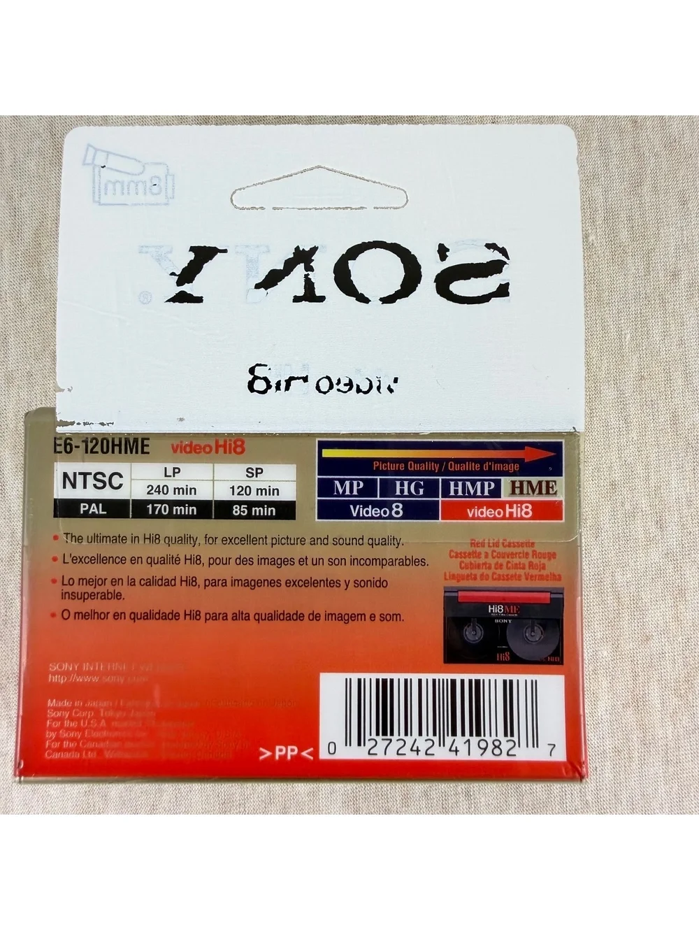 Sony Hi8 HME E6-120HME 120 Min Metal Evaporated 8mm Tape New Sealed